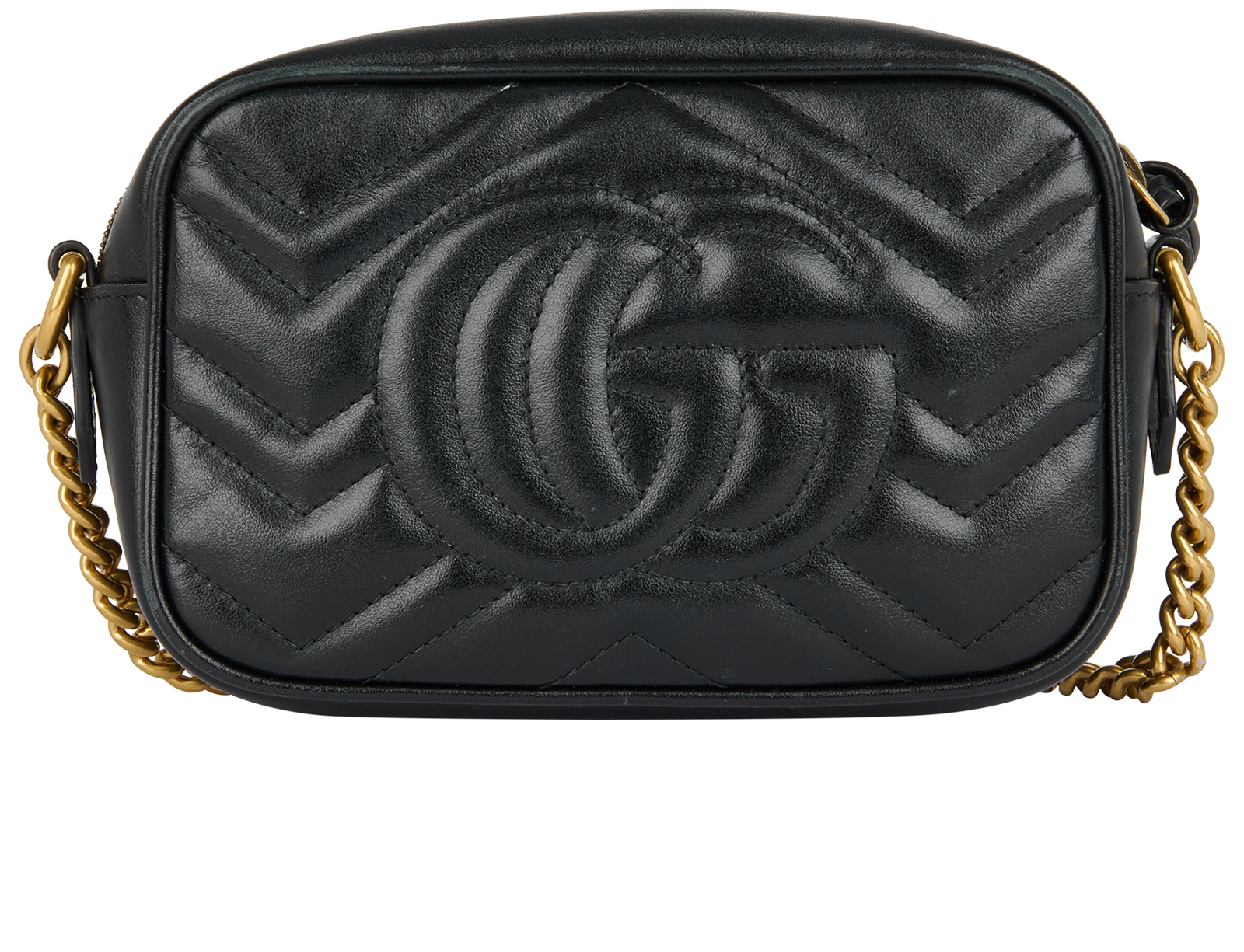 GG Marmont Mini Shoulder Bag, &pound;550, Handbags, Black, Leather, Back view